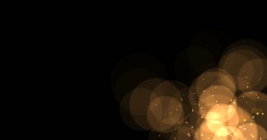 soyut dairesel altın parıltılı pırıltı alfa ile siyah arkaplan üzerinde akan hareket