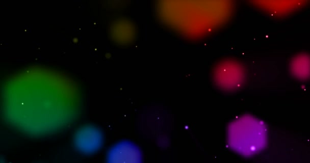 Christmas multicolor gradient sparkle glitter explosion dust particles background with bokeh flowing movement falling down in — Stock Video