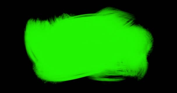 Αφηρημένο πινέλο πινέλο σχήμα εγκεφαλικό επεισόδιο λευκό μελάνι splattering ρέει και πλύσιμο σε chroma κλειδί πράσινη οθόνη, μελάνι splatter splash — Αρχείο Βίντεο