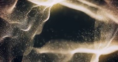 soyut 3d görüntüleme teknolojisi plexus altın dinamik dijital yüzey siyah arkaplan, geometrik şekil beyaz çizgiler