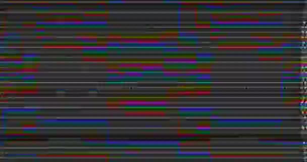 Färgglada vhs glitch buller bakgrund realistisk flimmer, analog vintage TV-signal med dålig störning, statiskt buller — Stockvideo