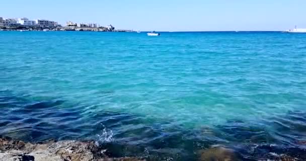 Spiaggia caraibica tropicale mare verde e blu con sabbia dorata e rocce, vacanza, lento movimento del mare relax e — Video Stock