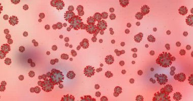 3 boyutlu canlandırma, koronavirüs hücreleri covid-19 influenza anatomik dokuya akıyor, krom anahtar yeşil ekran arka planı