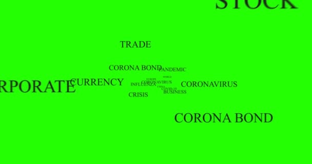 コロナウイルス細胞covid-19インフルエンザ欧州の色を持つユーロ,経済金融のためのコロナ結合危機の概念 — ストック動画