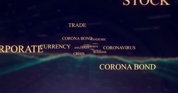 Coronabond coronavirus cells covid-19 influenza with color of europe euro, concept of corona bond crisis for economy finance — Vídeo de stock