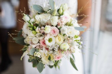 şık buket düğün tutan gelin Close-Up