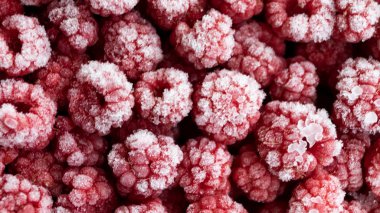 Dondurulmuş ahududu arka plan. Olgun ahududu soğuk tazelik ile.