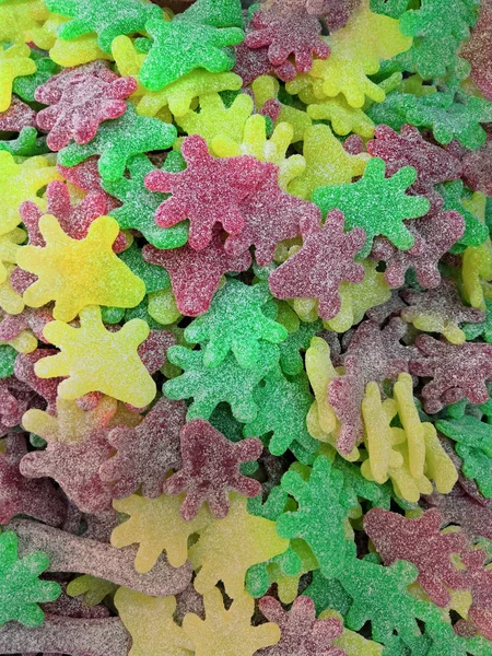 Wormen, jujube, snoep. Gummy suiker snoepjes. Achtergrond of textuur Top View Jelly Sweets. — Stockfoto