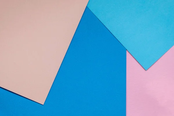Color papers geometry flat composition background with blue tones — Stock Photo, Image
