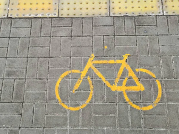 Carril Ciudad Para Ciclistas Patinadores Figura Diagrama Una Bicicleta Sobre —  Fotos de Stock