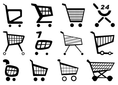 Various vector graphics and clip arts of shopping carts clipart
