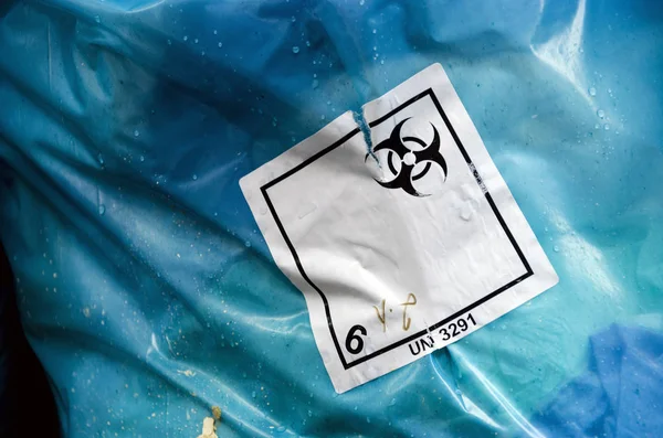 Bolsas Residuos Riesgo Biológico Con Logotipo Adhesivo Residuos Hospitalarios —  Fotos de Stock