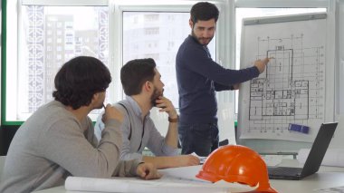 Binanın mimarı takım disscusses projesi