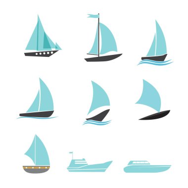 Arka plan izole gemi Icons set 