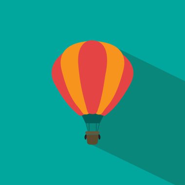 Sıcak hava balon simgesi. Düz stil vektör çizimler gölgeler.