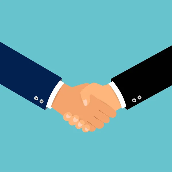 Business Handshake Shaking Hands Flat Design Concept Handshake Business Agreement — Vettoriale Stock