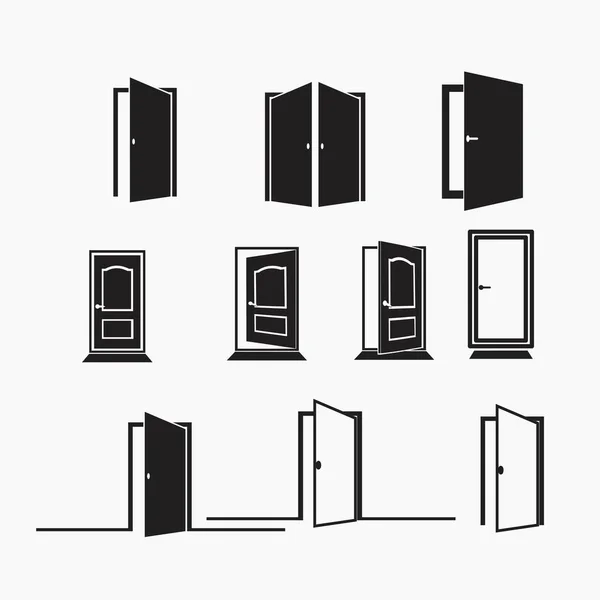 Set Icone Porta Isolato — Vettoriale Stock