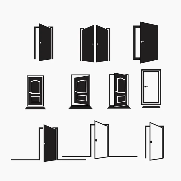 Ícones Porta Conjunto Isolar — Vetor de Stock