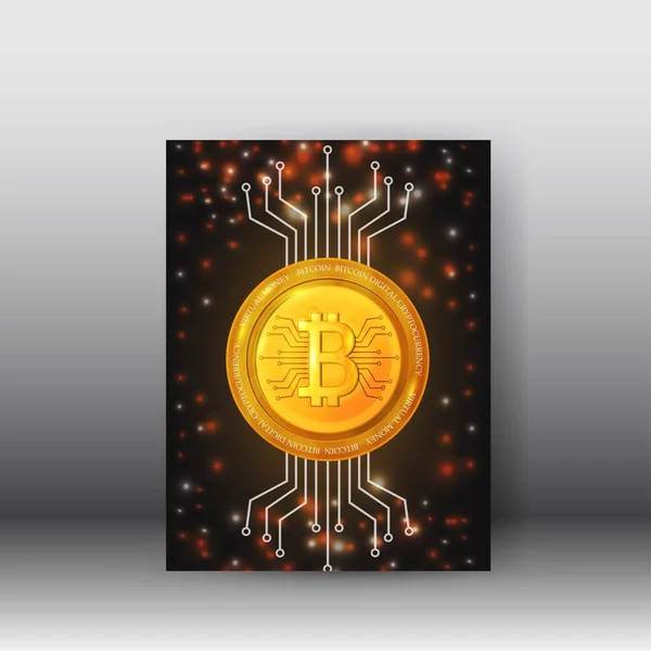 Kryptowährung Web Banner Mit Broschüre Bitcoin Hintergrund Poster — Stockvektor