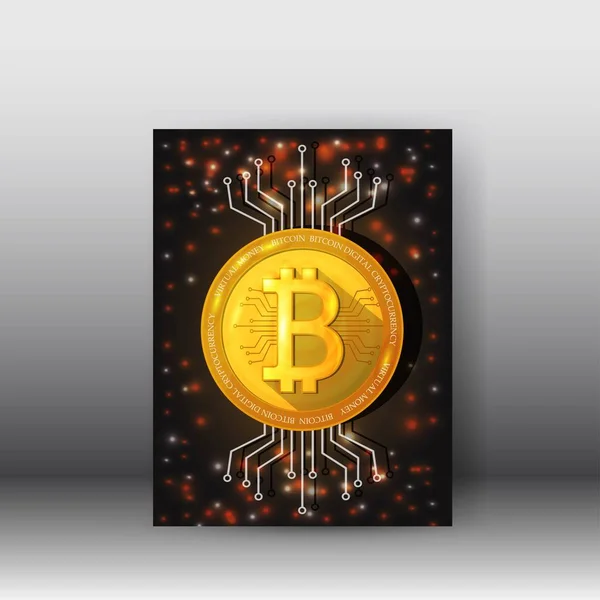 Kryptowährung Web Banner Mit Broschüre Bitcoin Hintergrund Poster — Stockvektor