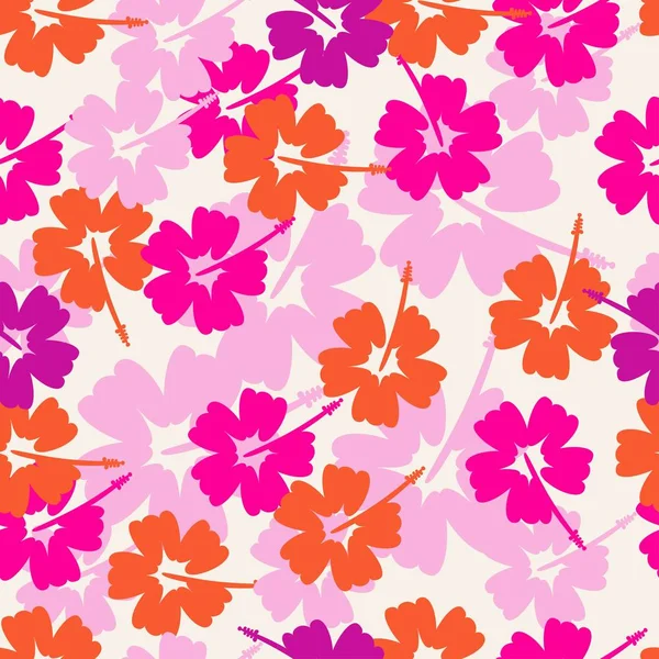 Hibiscus Fondo Sin Costuras Aislar Fondo — Vector de stock