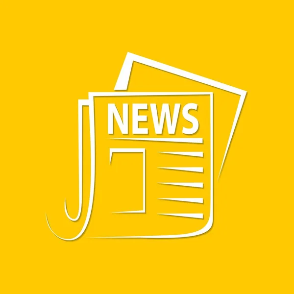 News Newspaper Icon Yellow Background — Stock Vector