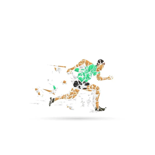 Loper Lage Veelhoekige Vectorillustratie Geometrische Sprinter Vooraanzicht Volwassen Running Man — Stockvector