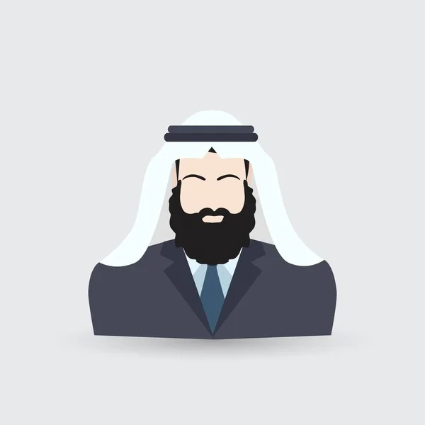 Hombre Árabe Barbudo Sombrero Musulmán Tradicional — Vector de stock
