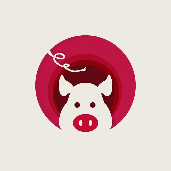 Sign Head Pig Icon Pig Isolated Head Pig Circle White — Stock Vector