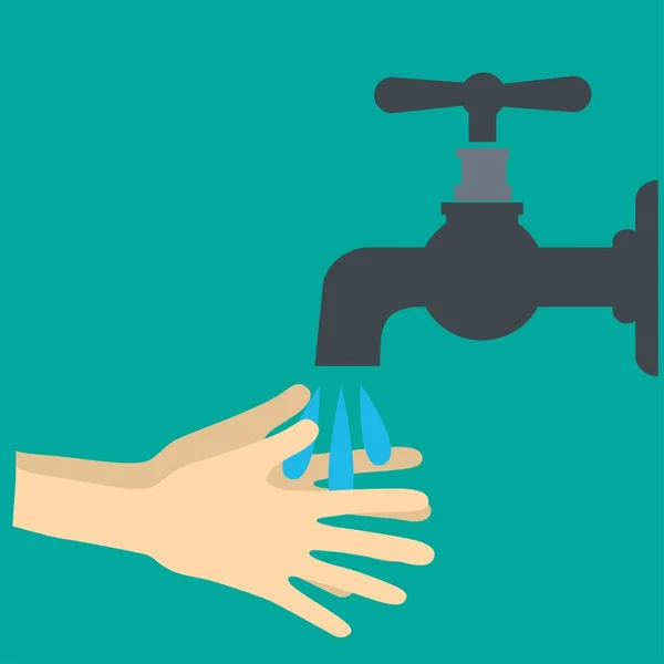 Mains Sous Eau Qui Tombe Robinet Homme Lave Les Mains — Image vectorielle