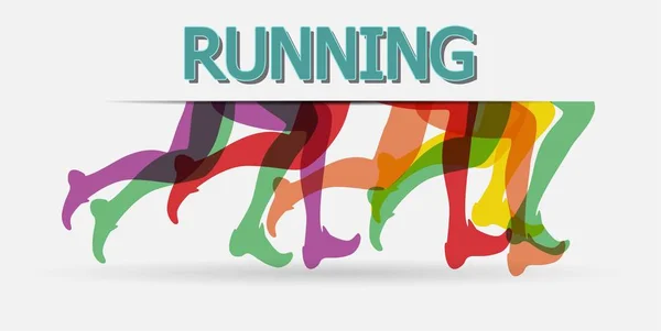 Marathon Course Les Gens Courent Affiche Colorée Illustration Vectorielle — Image vectorielle