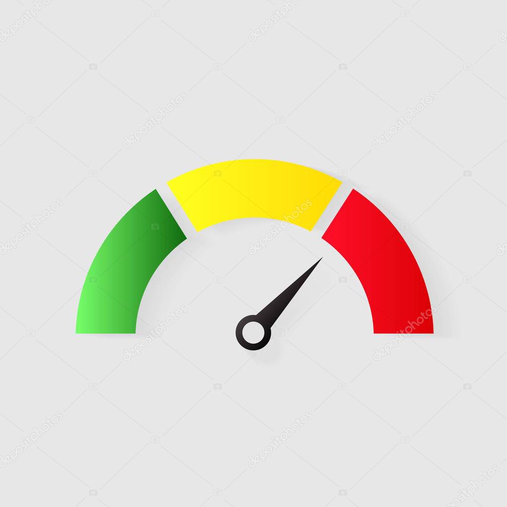Speedometer icon or sign with arrow