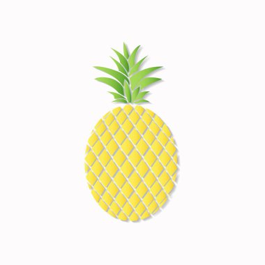 El vektör çizim ananas baskı, postrer, etiket için gölge ile çizilmiş; kartı