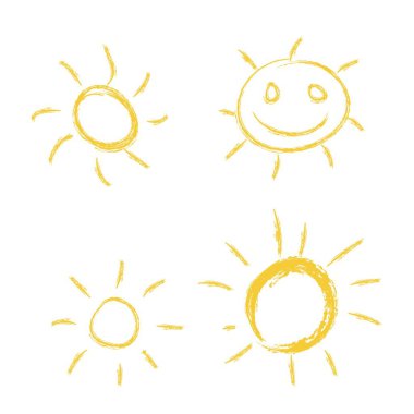 Güneş simgesi seti, vektör illüstrasyonu