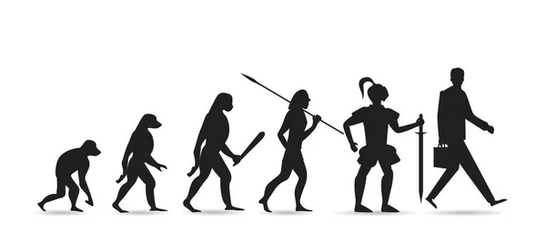 Théorie Évolution Silhouette Humaine Développement Humain Singe Aux Hommes Affaires — Image vectorielle