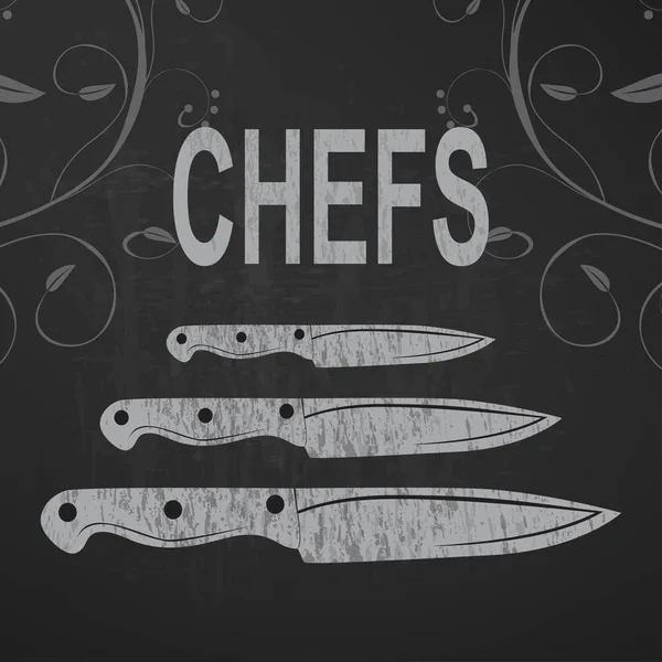 Chefs Knife Sketch Chalk Illustration Design — Stock Vector