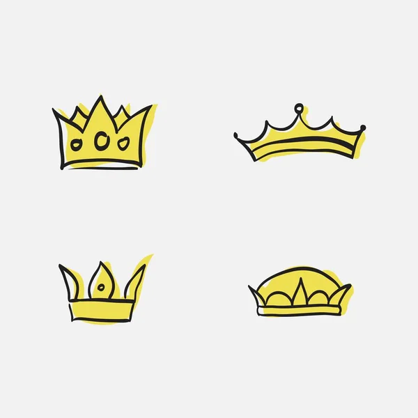 手绘的图形现代主义元素 皇冠的黄金 隔离在白色背景上 — 图库矢量图片