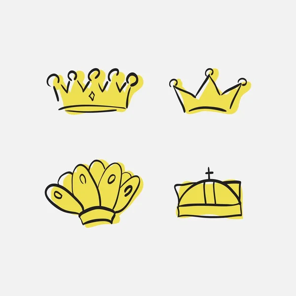 Elemento Modernista Gráfico Desenhado Mão Coroa Real Ouro Isolado Sobre — Vetor de Stock