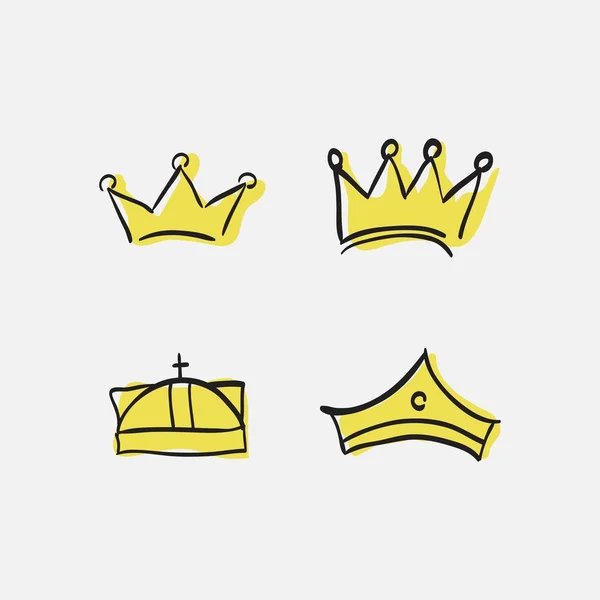 Grafisk Modernistisk Element Tegnet Hånd Kongelig Krone Gull Isolert Hvit – stockvektor