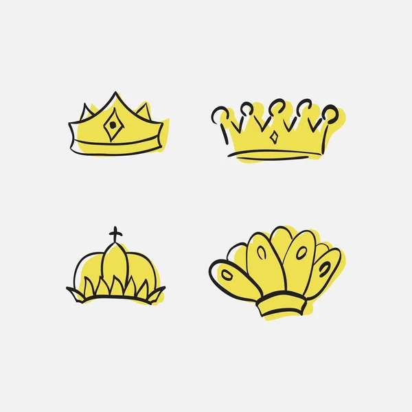 Графический Модернистский Элемент Нарисованный Вручную Королевская Золотая Корона Изолированный Белом — стоковый вектор