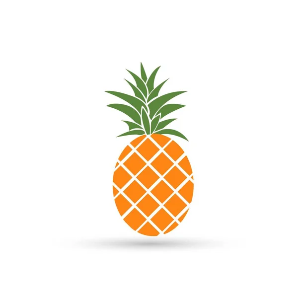在白色背景查出的菠萝向量例证 夏季热带水果风格的现代时尚设计 简单的标志 噪声纹理阴影 素食有机食品 — 图库矢量图片