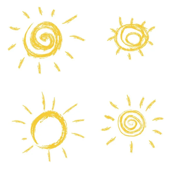 Güneş Simgesi Seti Vektör Illüstrasyonu — Stok Vektör
