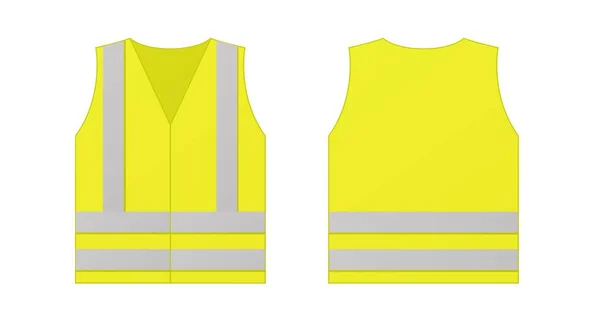 Chaleco de seguridad reflectante amarillo para personas aisladas sobre fondo blanco . — Vector de stock