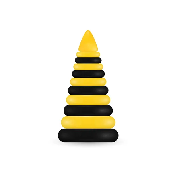 Kinder speelgoed piramide. Gekleurde plastic piramide. — Stockvector