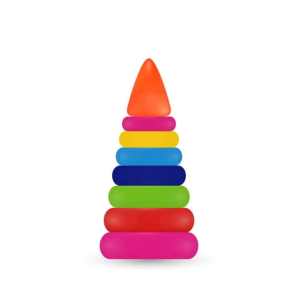 Pirámide de juguete para niños.Pirámide de plástico de colores . — Vector de stock