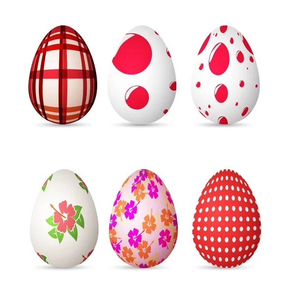 Illustration of Realistic 3D Easter Egg Set. Happy Easter Painted Egg Set Isolated on White Background — Stock Vector