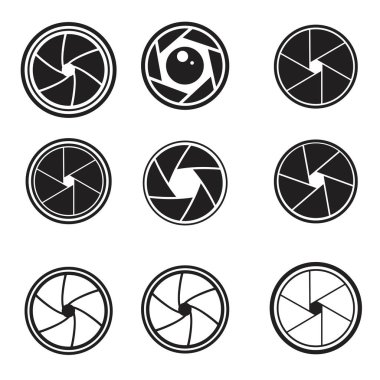 Fotoğraf makinesi obtüratör Icons set