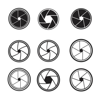 Fotoğraf makinesi obtüratör Icons set