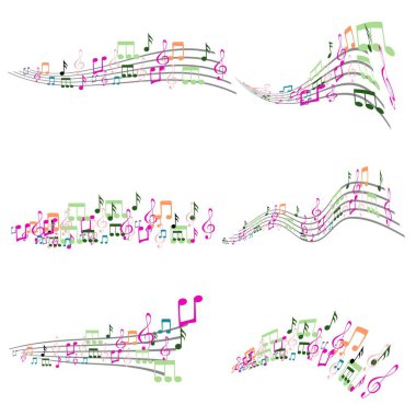 Renkli müzik notaları resimde kümesi
