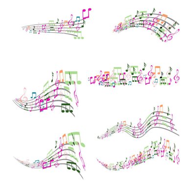 Renkli müzik notaları resimde kümesi